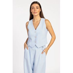 Aaiko Dames Vest - Polyester - Blauw - Mouwloos met V-hals