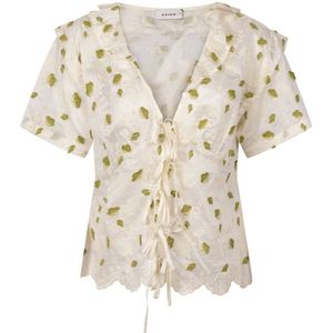 Aaiko - Julyn - Top - Wit - Korte Mouwen - V-hals