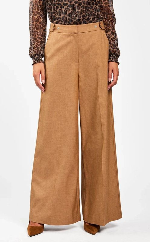 Nore - Broek - Bison Brown - Wijde Pijpen - Hoge Taille