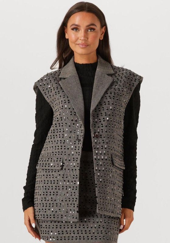 Aaiko - IVANNA - Blazer - Grijs - Mouwloos - Met Pailletten