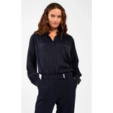 LIV - Blouse - Nachtblauw - Met Opstaande Kraag - Losvallend Model