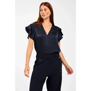 Aaiko - Top Minny - Donker - Dames Top - Korte Mouw - V-hals