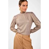 Tory - Top - Goud - Hoge Ruffled Hals - Lange Mouwen