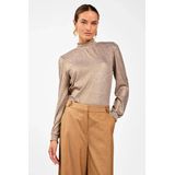 Tory - Top - Goud - Hoge Ruffled Hals - Lange Mouwen