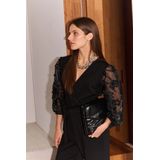 Lizeth - Jumpsuit - Zwart - Elegante Aangesloten Pasvorm - Transparante Mouwen