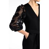 Lizeth - Jumpsuit - Zwart - Elegante Aangesloten Pasvorm - Transparante Mouwen