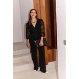 Lizeth - Jumpsuit - Zwart - Elegante Aangesloten Pasvorm - Transparante Mouwen