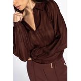 Rose - Blouse - Spicy Chocolate - Transparant Ontwerp - Pofmouwen