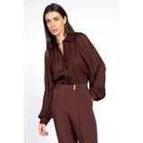 Rose - Blouse - Spicy Chocolate - Transparant Ontwerp - Pofmouwen