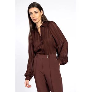 Rose - Blouse - Spicy Chocolate - Transparant Ontwerp - Pofmouwen