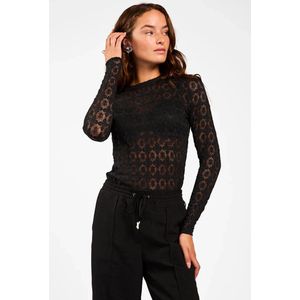 Aaiko Dames top ecru (Maat: XS) - Effen - Halslijn: Ronde hals,