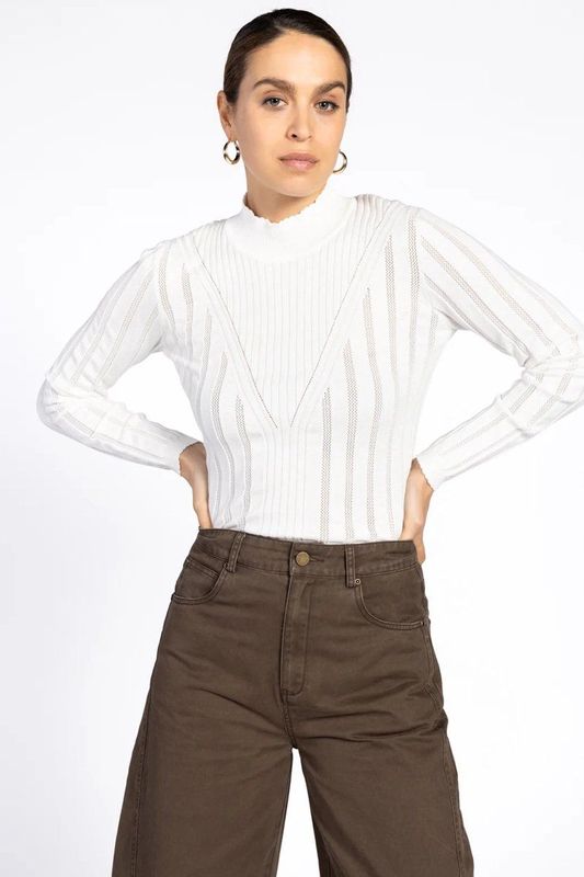 Aaiko - Vida - Sweater - CREAM3 - Aangesloten Silhouet