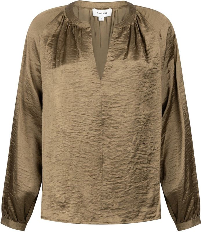 Aaiko - Alanza Vis 521 - Top - Donker Groen - Lange Mouw