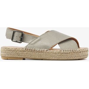 VIA VAI Mondi Isabella Espadrilles - Grijs - Leer - Handgemaakt in Spanje