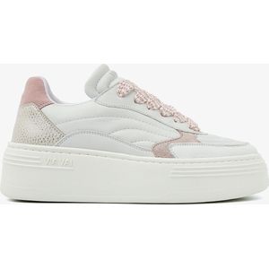 VIA VAI Isa Josie Sneakers - Wit - Leer en Suède - Lichtgewicht Plateauzool