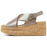 VIA VAI Sissel Raise Sandalen - Metallic - Leren - Gespsluiting