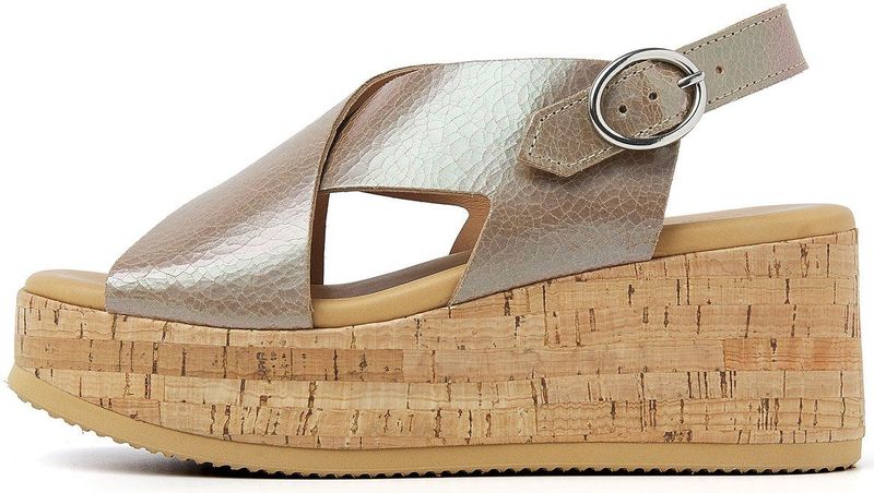 VIA VAI Sissel Raise Sandalen - Metallic - Leren - Gespsluiting