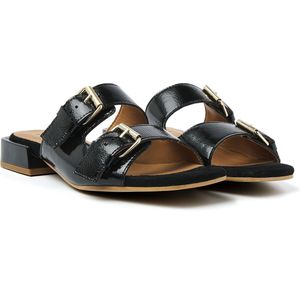 Via Vai - Gigi Lena - Slippers - Zwart - Leer - Handgemaakt in Portugal