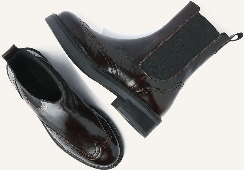 Via Vai - Lucia Gina - Chelsea Boots - Bruin - Leer
