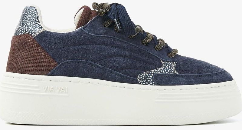 VIA VAI - Isa Josie - Sneakers - Blauw - Lichtgewicht Plateauzool