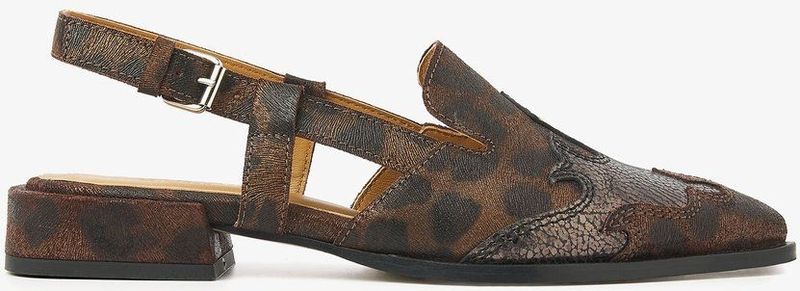 VIA VAI - Jazz Vaienna - Slingbacks - Luipaardprint - Zilverkleurige Gespsluiting