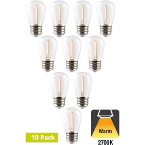 10 Pack - Prikkabel Filament lamp E27 1w Bol Lamp, 35 Lumen, Transparante Kap, 2700K Warm Wit
