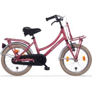 Alpina Cargo fiets - 16 inch - Berry Red Matt - Transportfiets - Kinderfiets met rekje - Roze