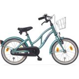 Alpina Ocean fiets - 18 inch - Soft Green Matt - Stadsfiets - Kinderfiets met mandje - Meisjesfiets - Groen