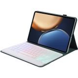 AHV7-BS Lamsvacht Textuur Tri-Color Backlight Bluetooth Toetsenbord Lederen Tablet Case voor Honor Tablet V7 Pro (Dark Green)