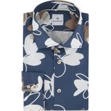 Blue Industry - Overhemd - Donkerblauw - Bloemprint - Katoen - Slim Fit