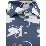 Blue Industry - Overhemd - Donkerblauw - Bloemprint - Katoen - Slim Fit