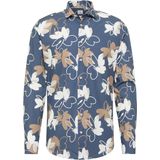 Blue Industry - Overhemd - Donkerblauw - Bloemprint - Katoen - Slim Fit