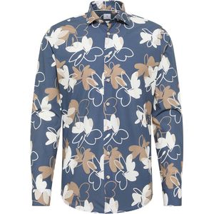 Blue Industry - Overhemd - Donkerblauw - Bloemprint - Katoen - Slim Fit