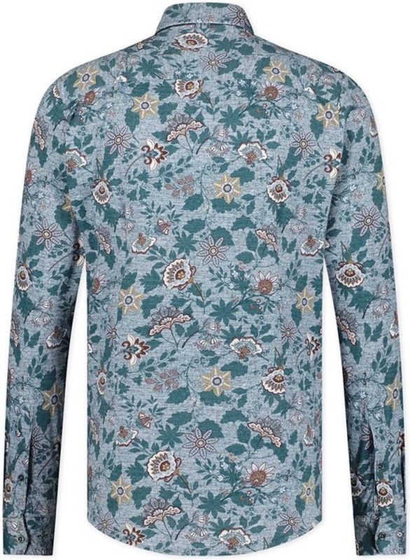Blue Industry - Casual Overhemd - Groen - Katoen - Bloemenprint