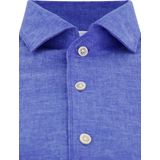 Blue Industry - Overhemd - Blauw Gemêleerd - Linnen - Slim Fit