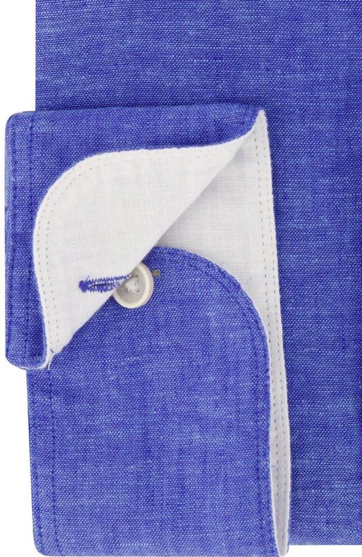 Blue Industry - Overhemd - Blauw Gemêleerd - Linnen - Slim Fit