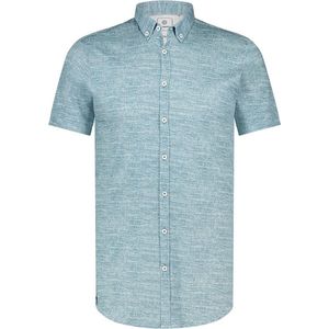 Blue Industry - Button-Down Overhemd - Korte Mouw - Katoen - Blauw
