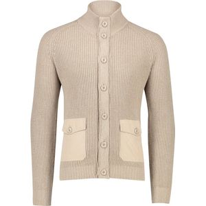 Blue Industry vest met knopen beige grof gebreid effen