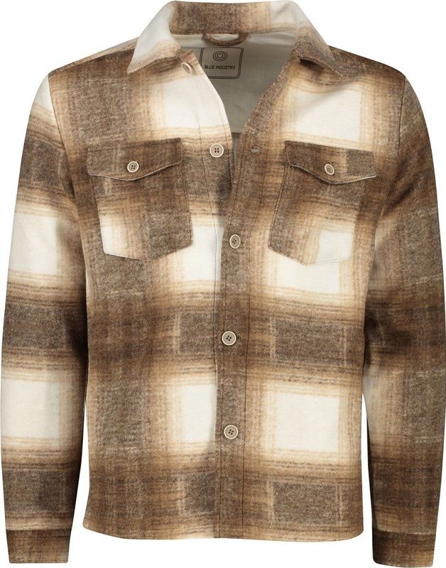 Blue Industry - Ruitmotief Overshirt - Blauw - Wol Menging