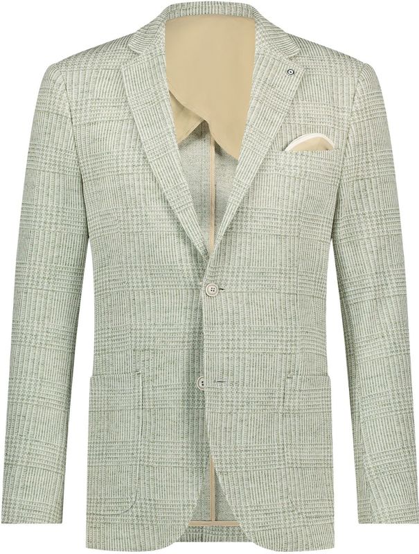 Blue Industry - Geruit Colbert - Beige en Grijs - Hoogwaardige Stof