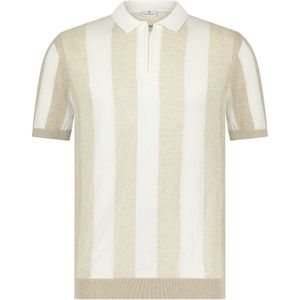 Blue Industry - Polo - Beige - Katoen/Modal - Gestreept