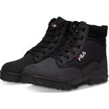 Veterboots - Zwart - Leer/Textiel - Vetersluiting - Enkelhoog