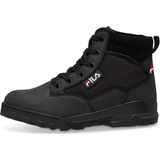 Veterboots - Zwart - Leer/Textiel - Vetersluiting - Enkelhoog