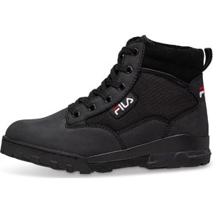 Veterboots - Zwart - Leer/Textiel - Vetersluiting - Enkelhoog