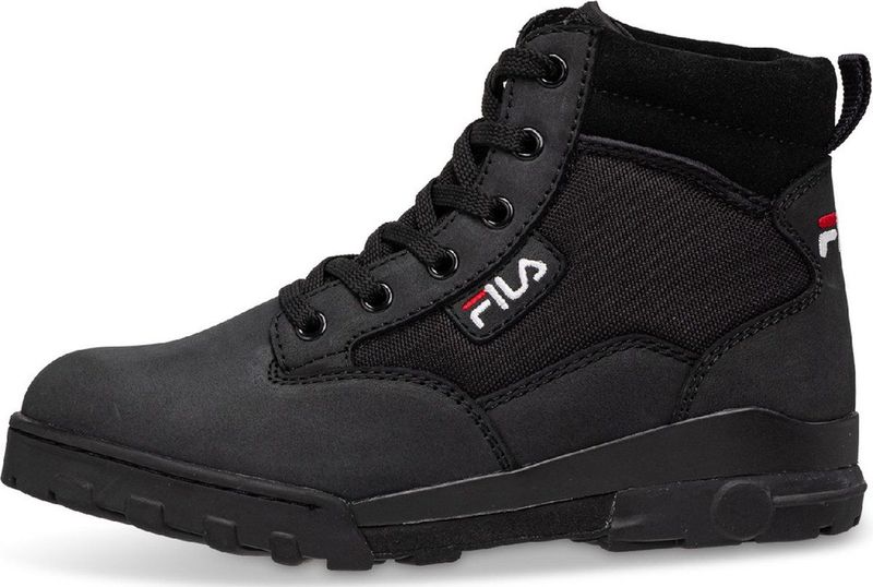 Veterboots - Zwart - Leer/Textiel - Vetersluiting - Enkelhoog