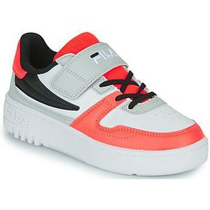 FILA FXVENTUNO Velcro Kids Sneakers, Gray Violet-Fiery Coral, 28 EU