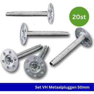 VH metaalplug - Slagplug - 50 mm lengte - Rozet van 35 mm - 20 stuks