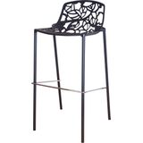 Barkruk Cast Magnolia - barstoel - tuinkruk - terraskruk - design - aluminium - zwart - met rugleuning - zithoogte 79 cm