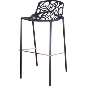 Barkruk Cast Magnolia - barstoel - tuinkruk - terraskruk - design - aluminium - zwart - met rugleuning - zithoogte 79 cm