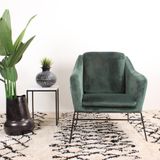DS4U® Antonio fauteuil - sofa - velvet - velours - fluweel - stof - groen - met armleuning - zwart metaal